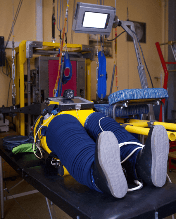 The Chibis vacuum suit that simulates the effect of gravity on the body