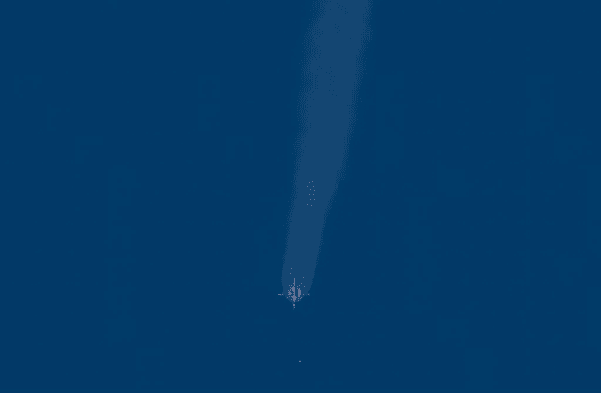 A rocket in the sky after launch